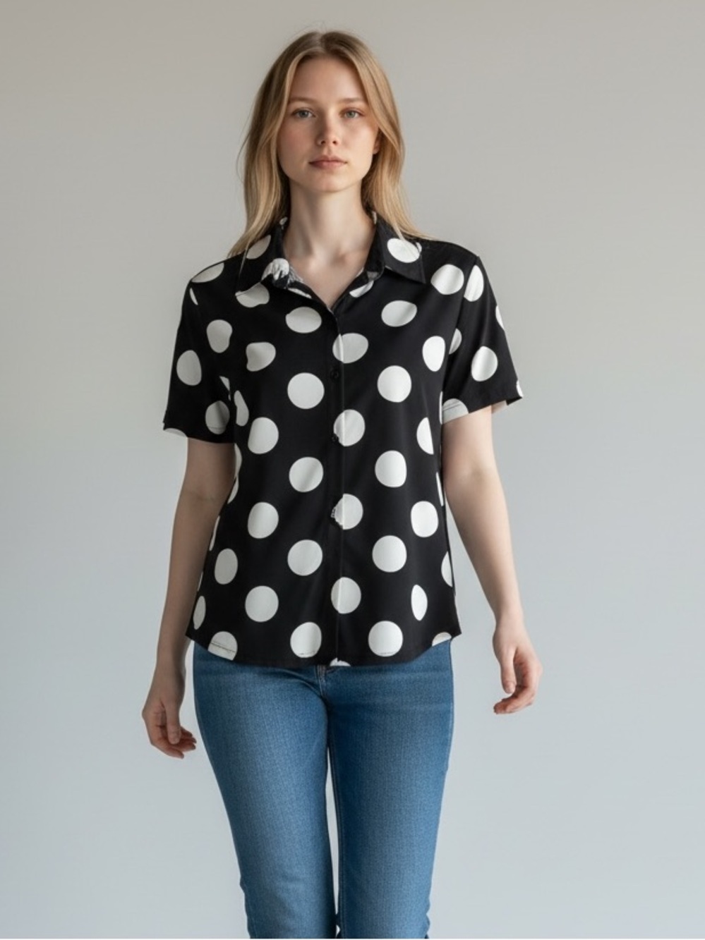 Nina Leonard Polka Dot Top Size Medium